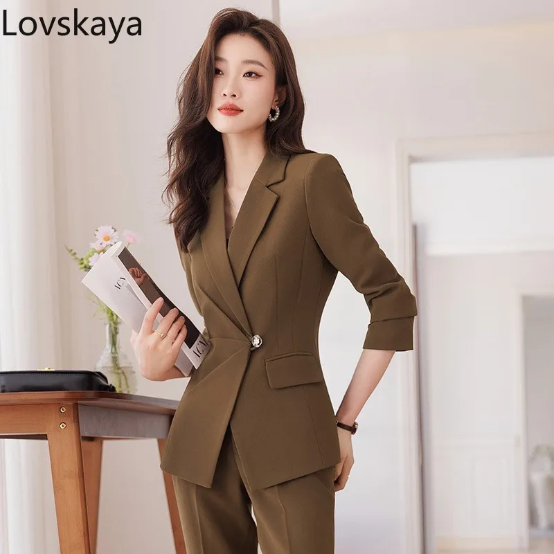 

Spring Autumn Suit Set Female Autumn and Winter Art Exam Host Formal Suit Coat Work Clothes