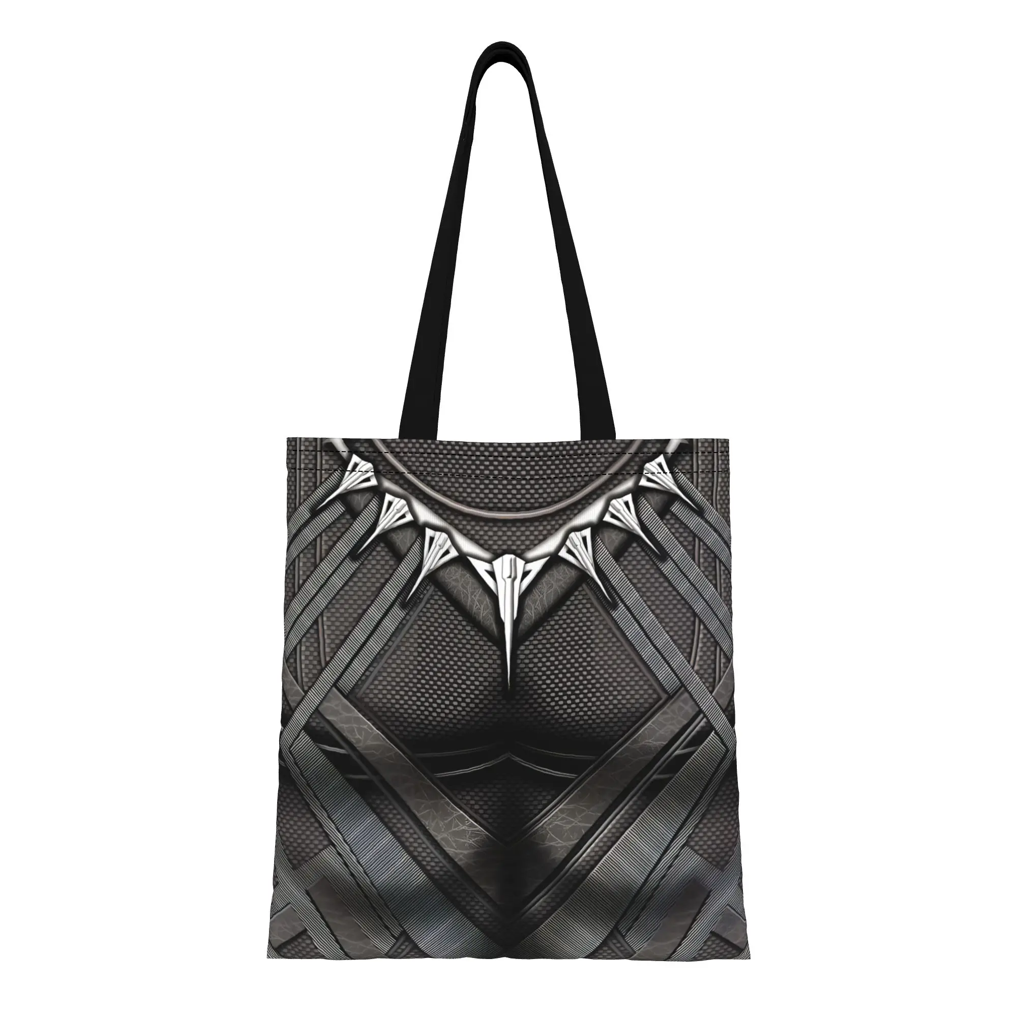 

1 шт. Большая вместительная холщовая сумка-тоут Vibranium Armor Black Panther, складная, с шикарным узором, без застежки