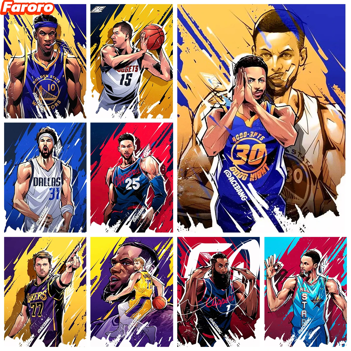 Basketball Player 5D Diamond Painting Sports Stars DIY Mosaic Diamond Embroidery Home Decor Room Decor Fan Gift