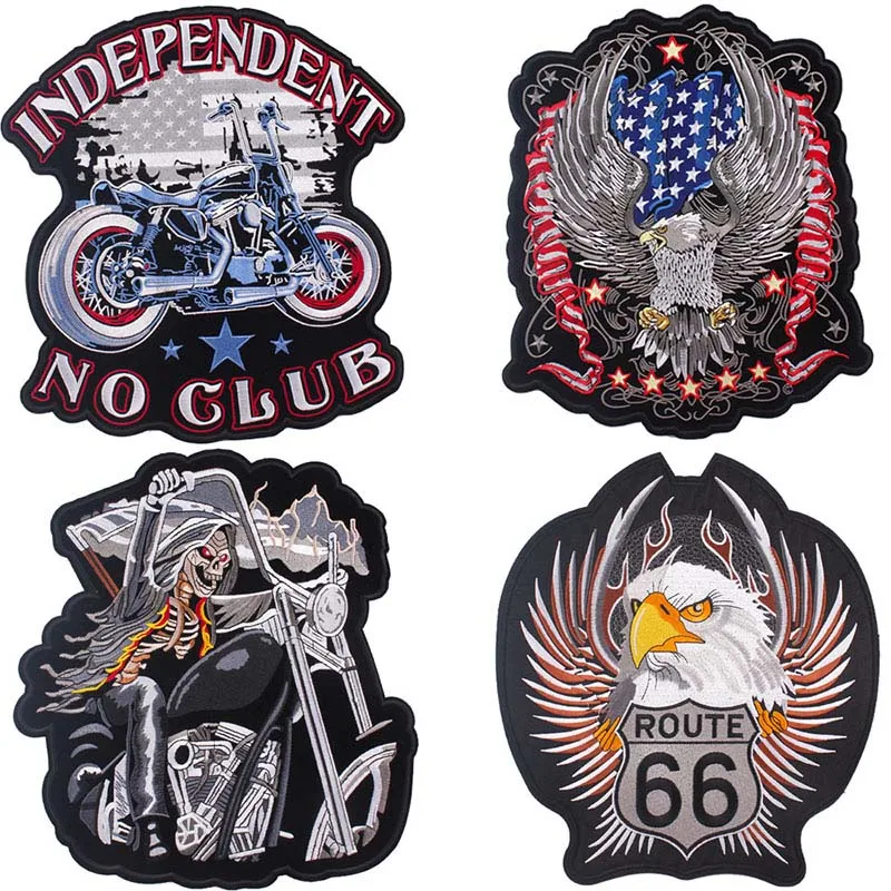 Independent No Club Patch Thermocollants,Large Appliques Iron On Punk Patches Ghost Embroidered Stickers Badges For Jeans