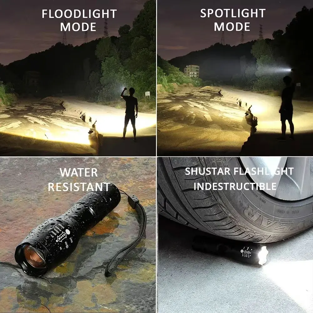 ESMARTER LED Flashlight Ultra Bright Torch L2/V6 Camping Light 5 Switch Mode Waterproof Zoomable Bicycle Light Use 18650 Battery