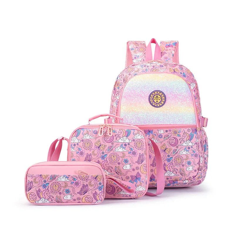3pcs/set Rainbow Unicorn Backpack Multi Pocket Large Capacity School Daypack For Girls Teens