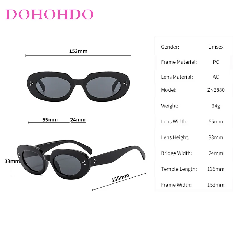 الرجعية الصغيرة البيضاوي العصرية الأرز مسمار تزيين النساء النظارات الشمسية العلامة التجارية تصميم الرجال مكبرة في الهواء الطلق الظل محرك السفر نظارات UV400 #5