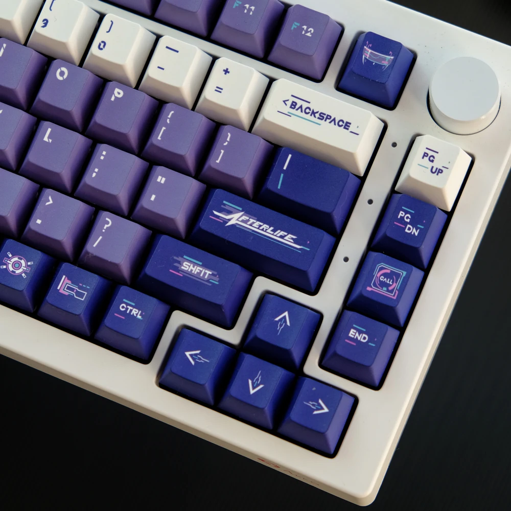 Imagem -04 - Gmk Cyberpunk Keycaps Perfil Cereja Pbt Sublimação de Corante Azul Roxo Teclado Mecânico Interruptor mx Gk61 129 Chaves