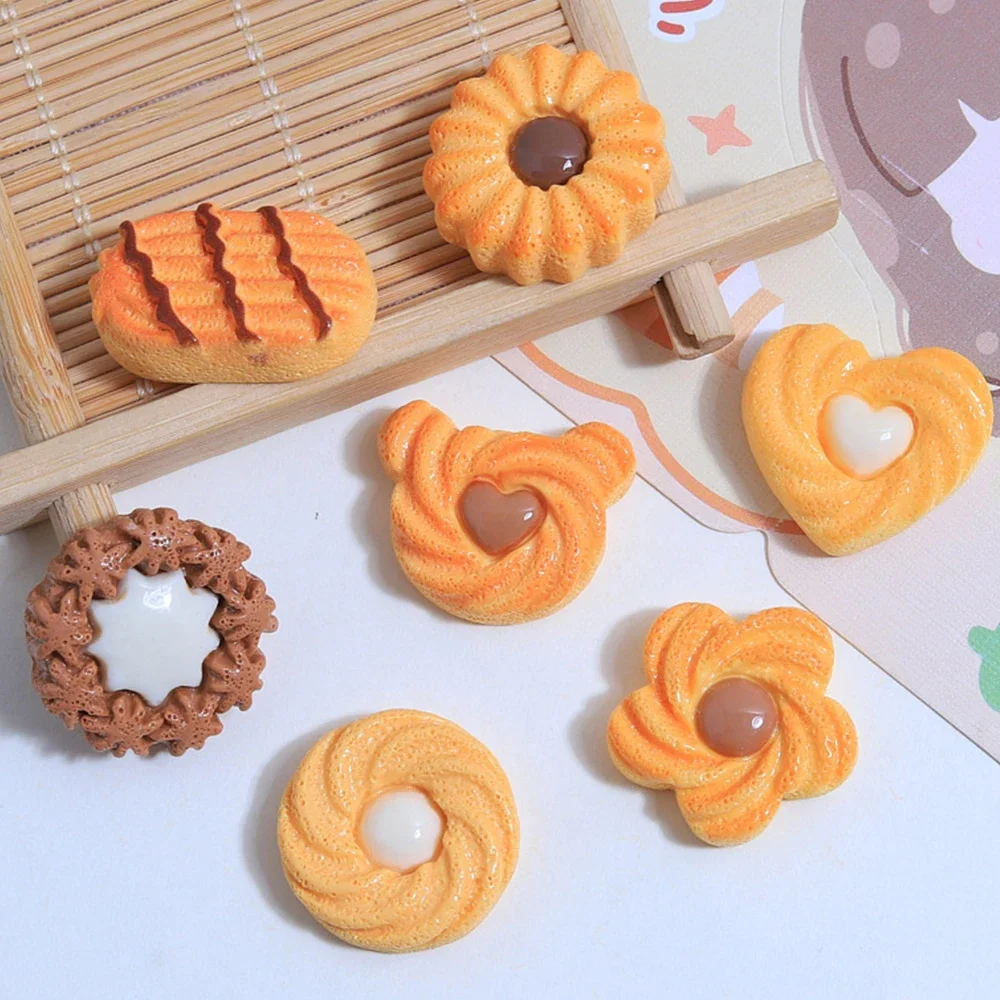 10PCS Cookie Series Resin Flat Back Cabochons For Hairpin Scrapbooking DIY Jewelry Craft Decoration Accessories