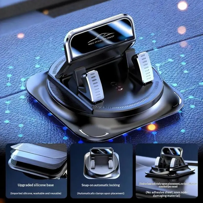 Dashboard Phone Holder 360 Rotating Car Mount Sticky Pad Secure Auto Stand for Handsfree GPS and Music Streaming