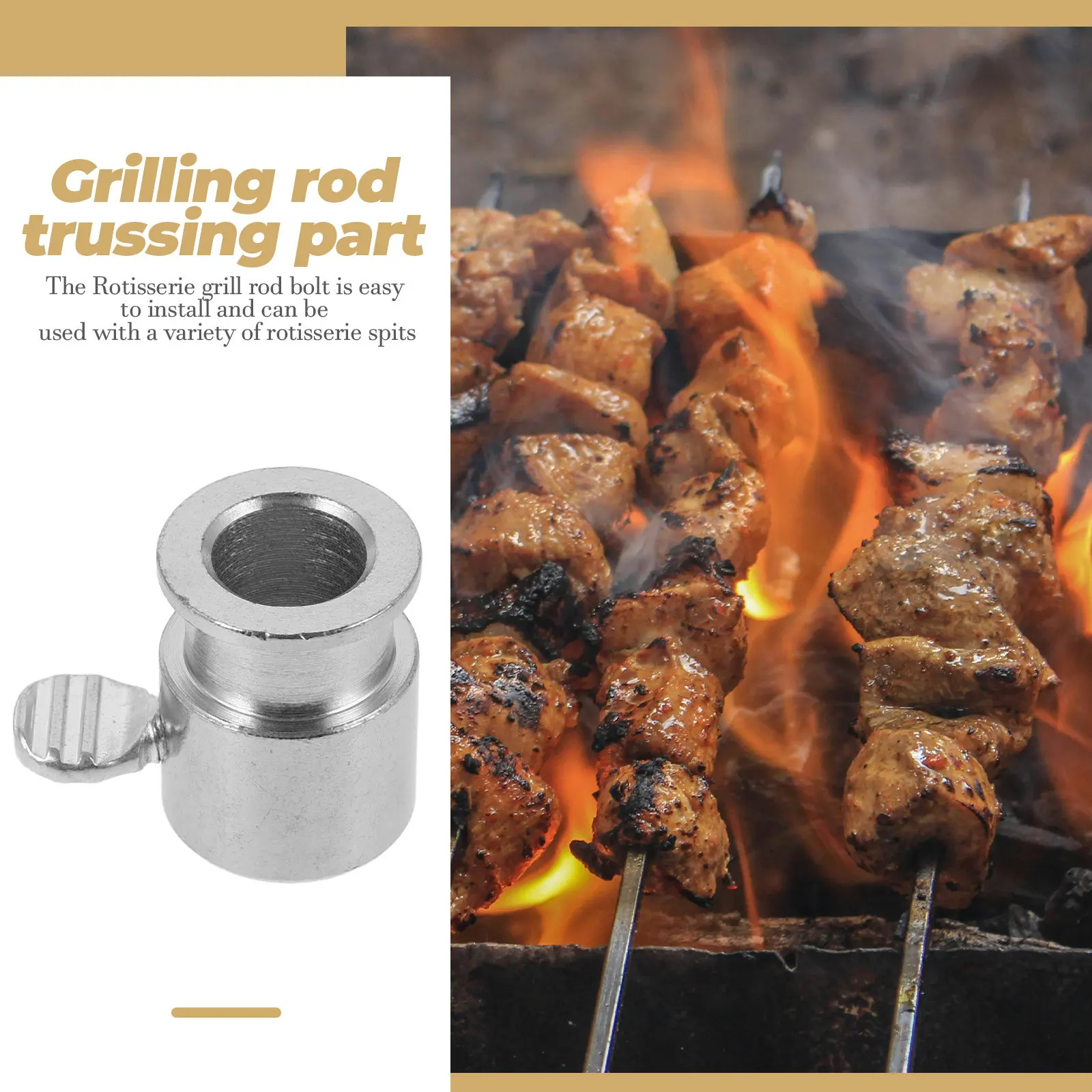 Rotisserie Spit Rod Holder Heavy Duty Iron Grilling Accessory for Smooth Rotation Balanced Meat Cooking Grill Rack Fixing Bolt