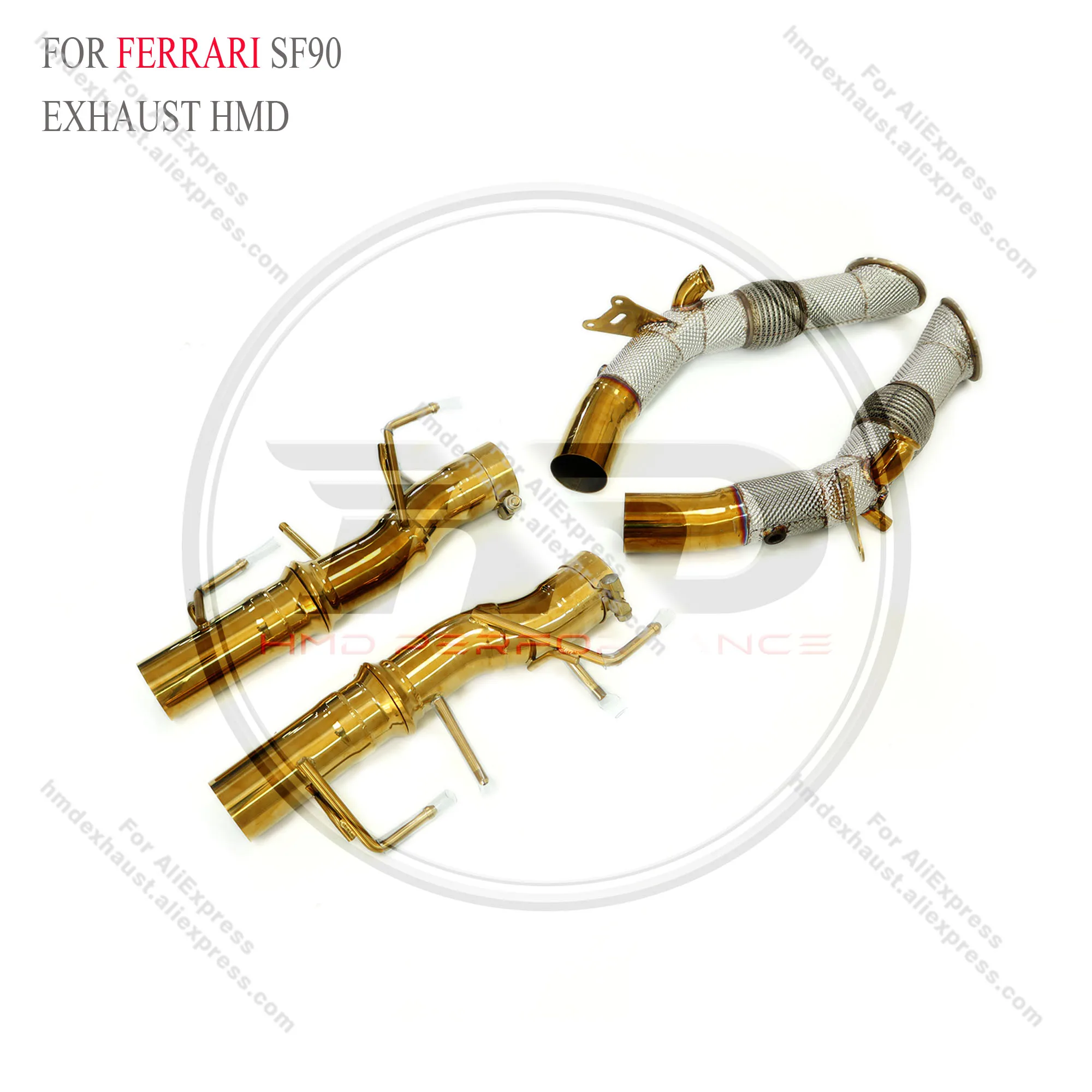 HMD Exhaust System Stainless Steel Performance Downpipe for Ferrari SF90 2019+ With Heat Shield