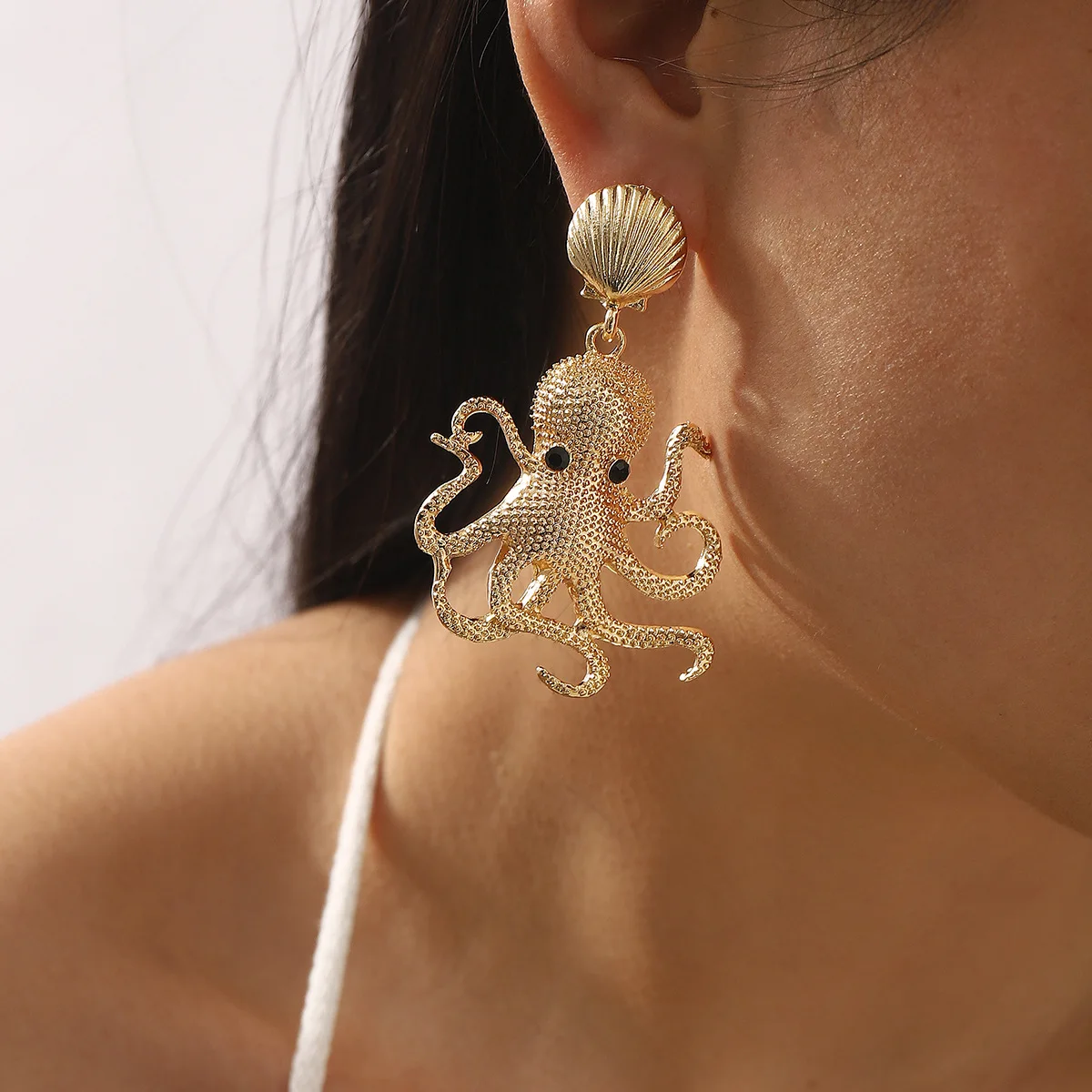 

Ocean Wind Seashell Octopus Pendant Earrings Alloy Marine Creature Metallic Vacation Earrings