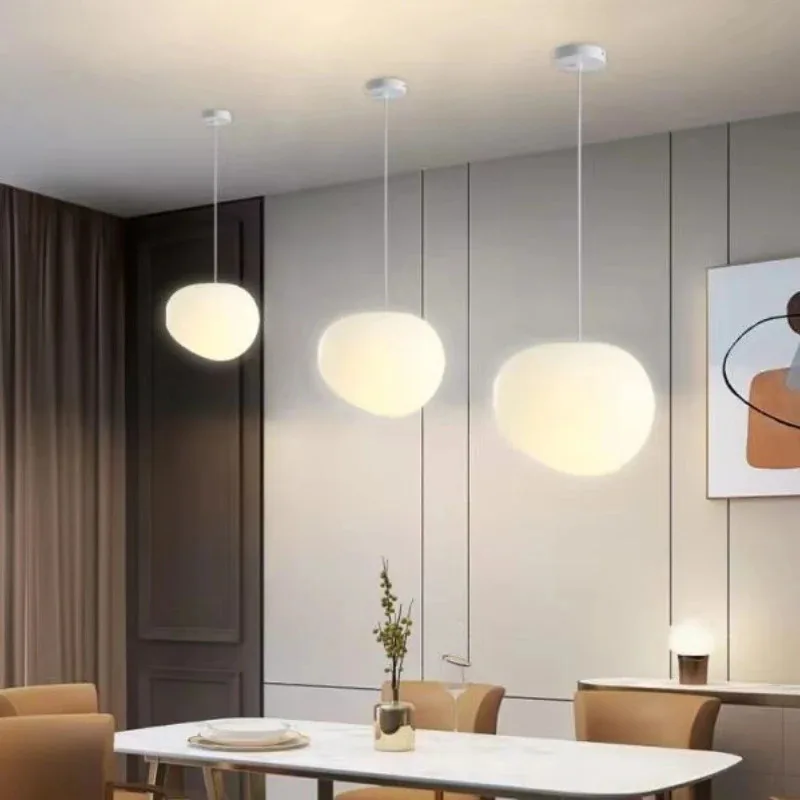 Modern Minimalist Pebble PE  Pendant Lamp Room Decoration Corridor Staircase Restaurant Bar LED Chandelier Hanging Lighting