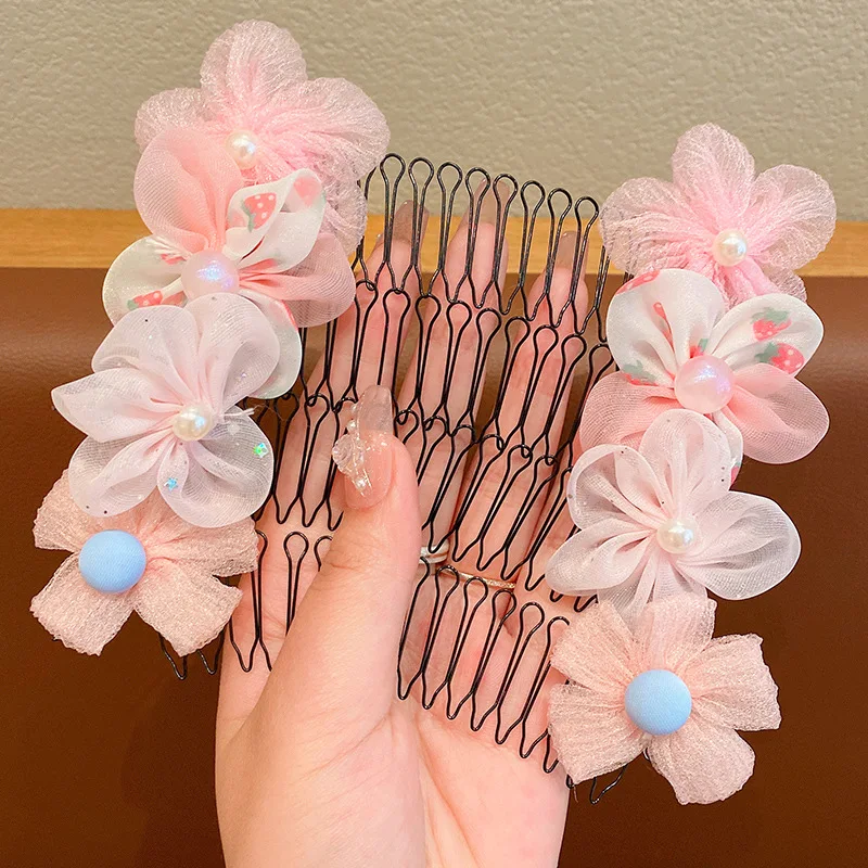 2023 Little Girls Flower Bow Hair Combs Broken Hair Hairpins Sweet Cute Cartoon Crown Rainbow Baby Bangs Clips