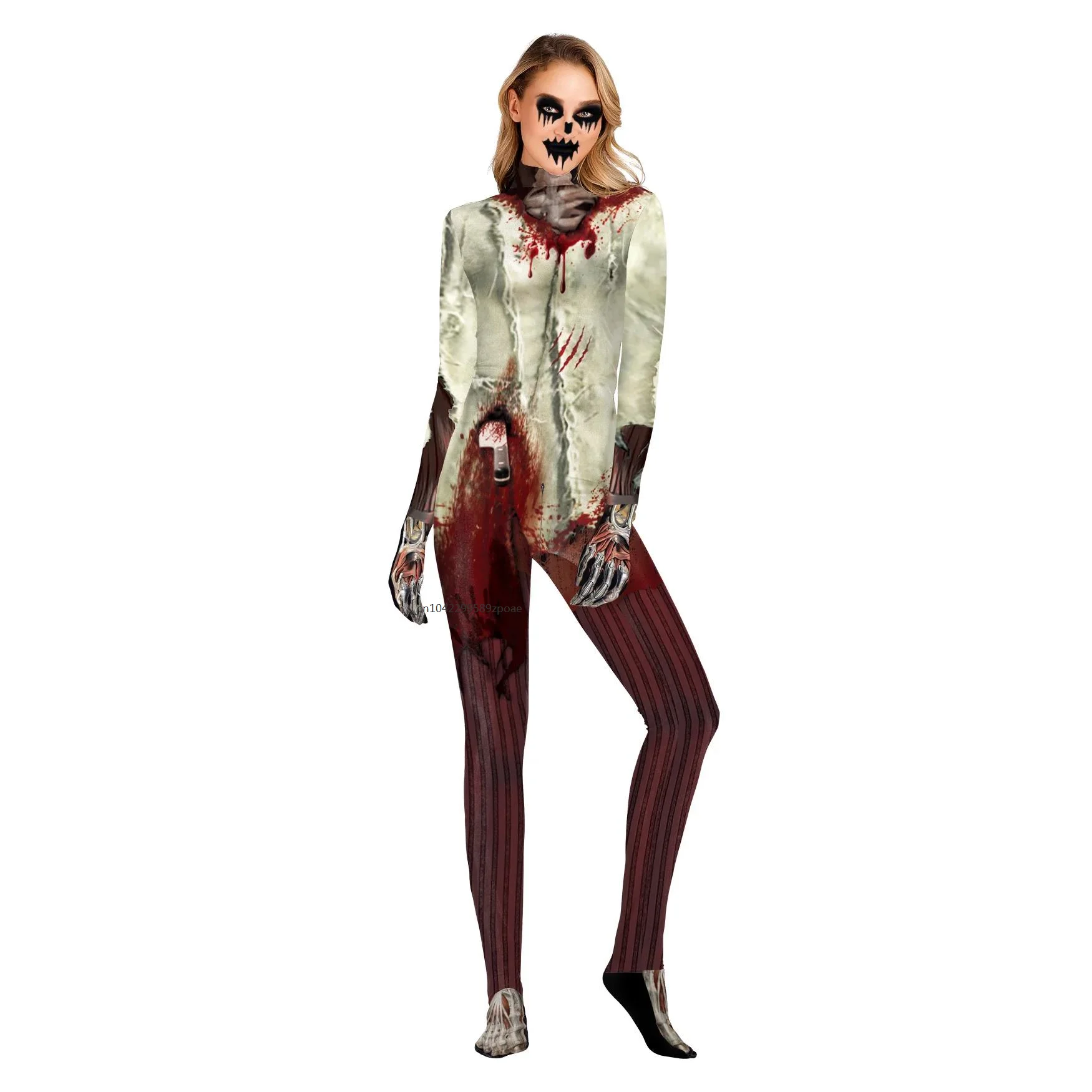 New Women's Jumpsuit Zentai Halloween Cosplay Costume Vampire Cosplay Costume Bodysuit Carnival Clothes Zombie Jumpsuit 2024