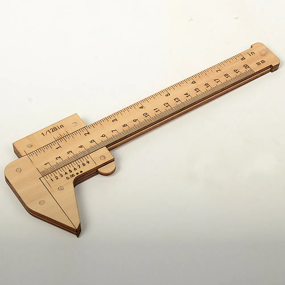 

Wood Caliper Ruler Dual Scale Inches and Millimeters High Hardness Elastic Wooden Measuring Tool for Students Architects