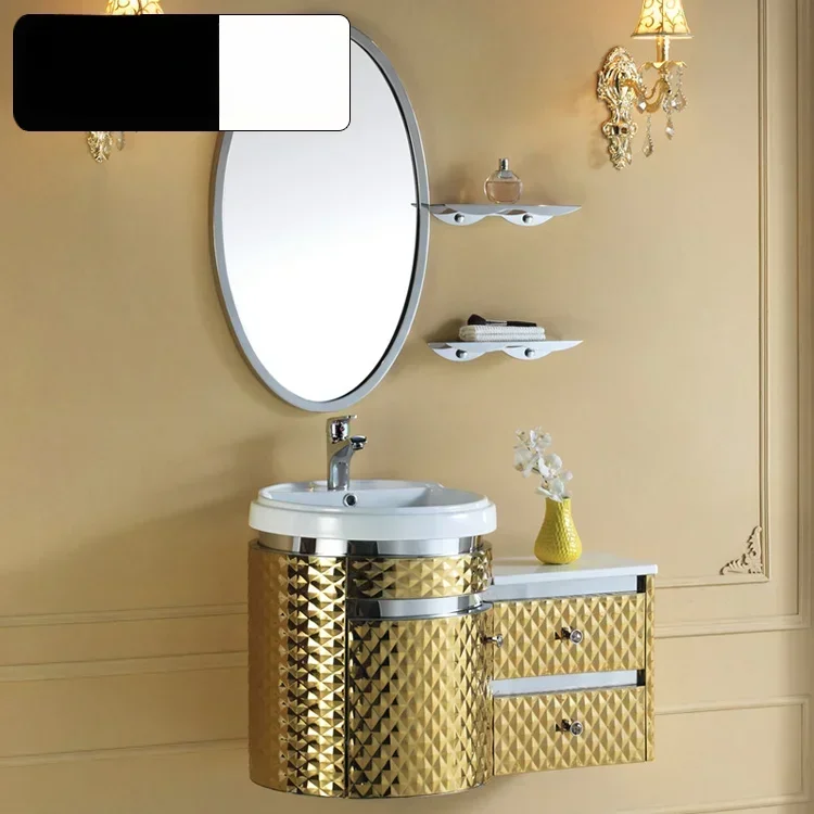 Stainless steel bathroom cabinet combination, bathroom bathroom cabinet, mirror cabinet, European-style washbasin, hand and face