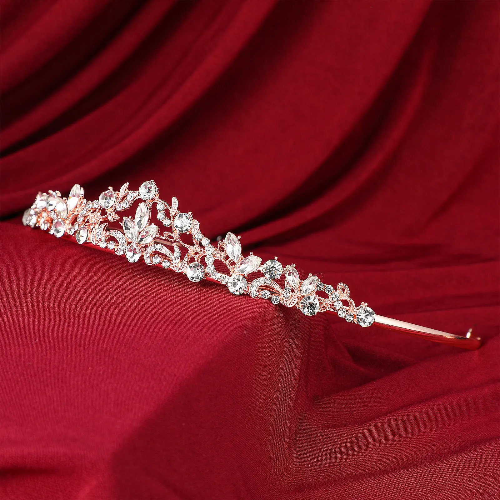 

Sparkly Crown Headband Bridal Tiara Wedding Accessories Rhinestones Women Elegant Drop Diamond Princess Hair Decor