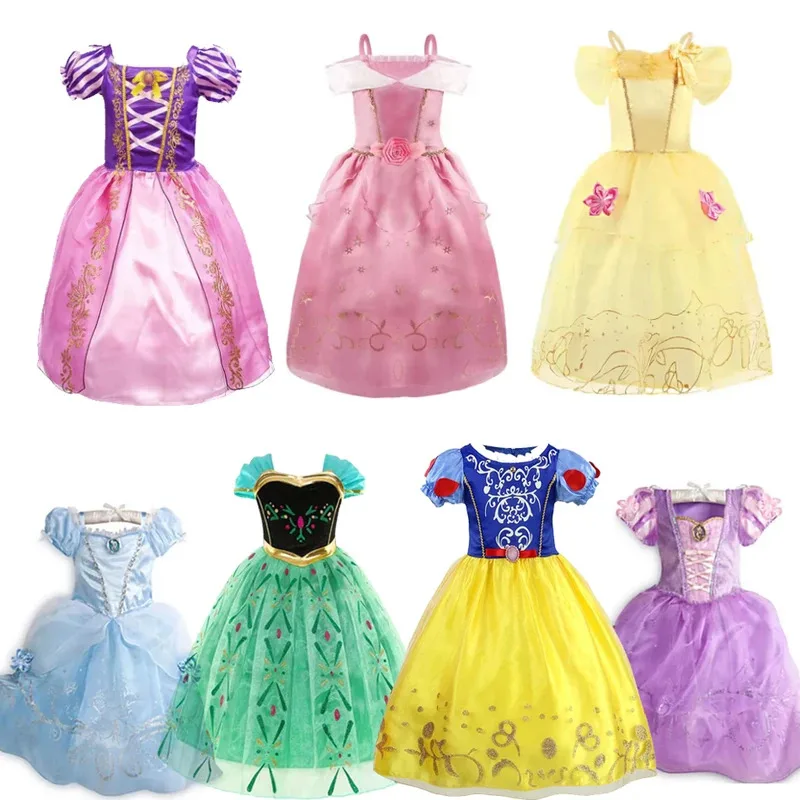 فستان الأميرة التأثيري @ للفتيات للأطفال سندريلا سنو وايت أورورا رابونزيل سندريلا أزياء الهالوين للأطفال فستان حفلات أعياد الميلاد