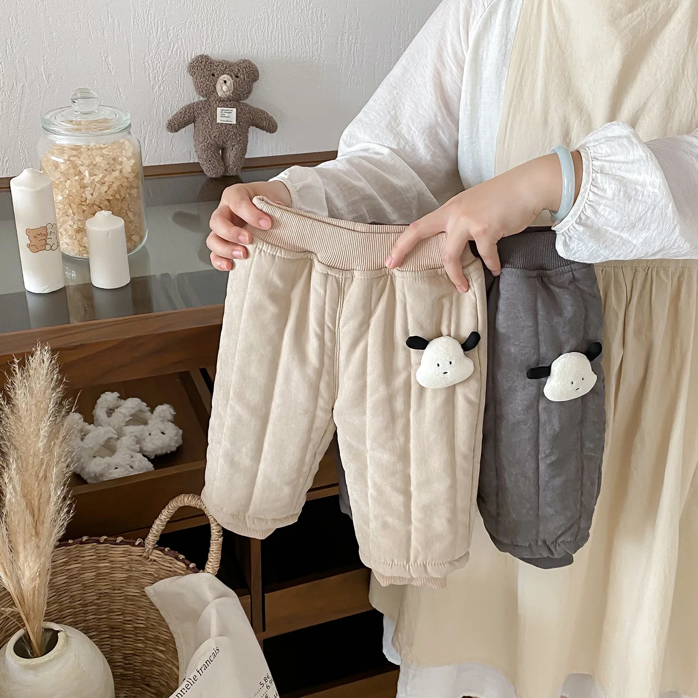 

Kids Baby Girls Winter Pant 2025 Cartoon Printed Thicken Warm Toddler Boys Trouser Casual Add Fleece Children Boys Cotton Pant