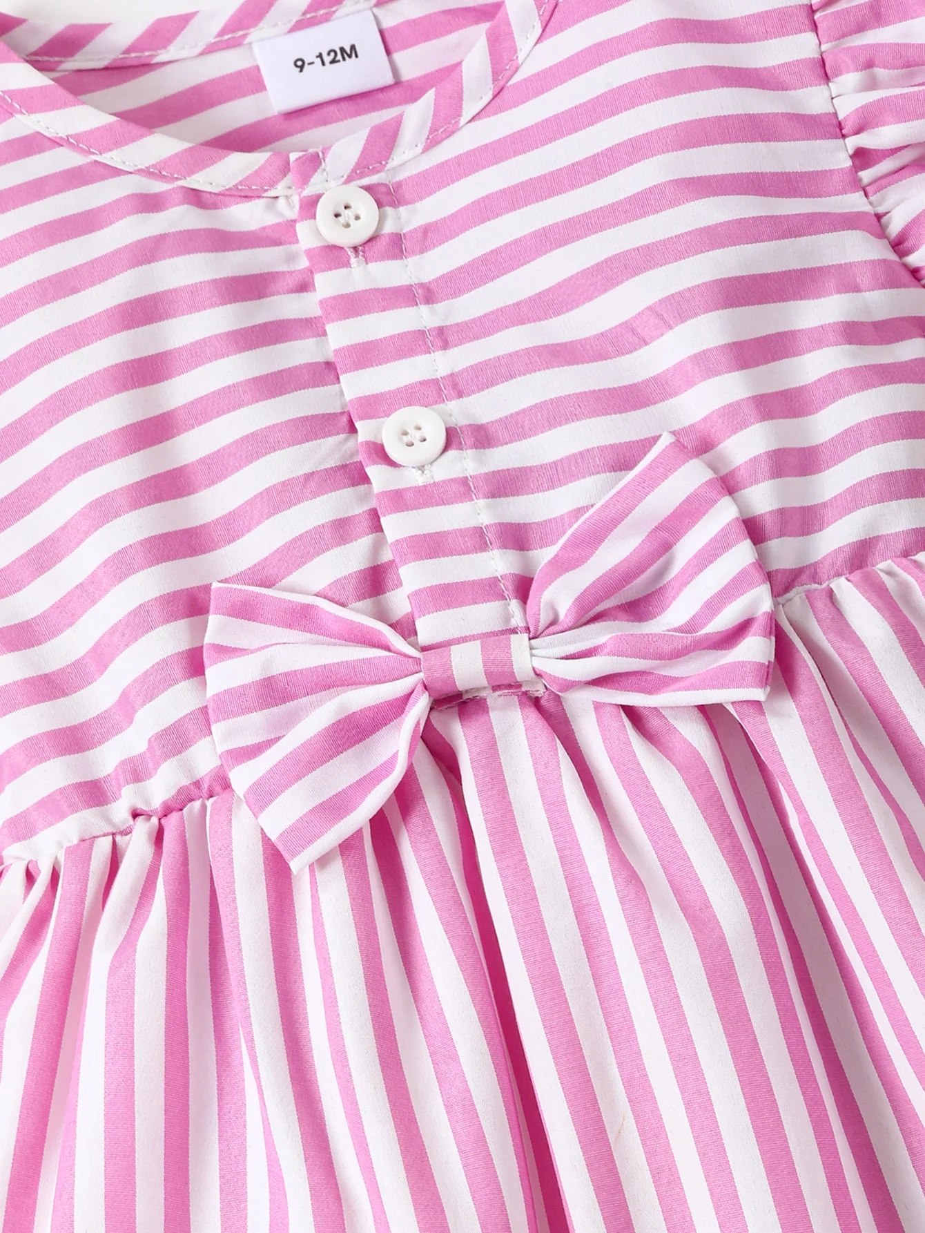 Baby Girl Summer 2-Piece Outfit Cute Striped Small Flying Sleeve Bowknot One-Piece Shorts with Headwrap