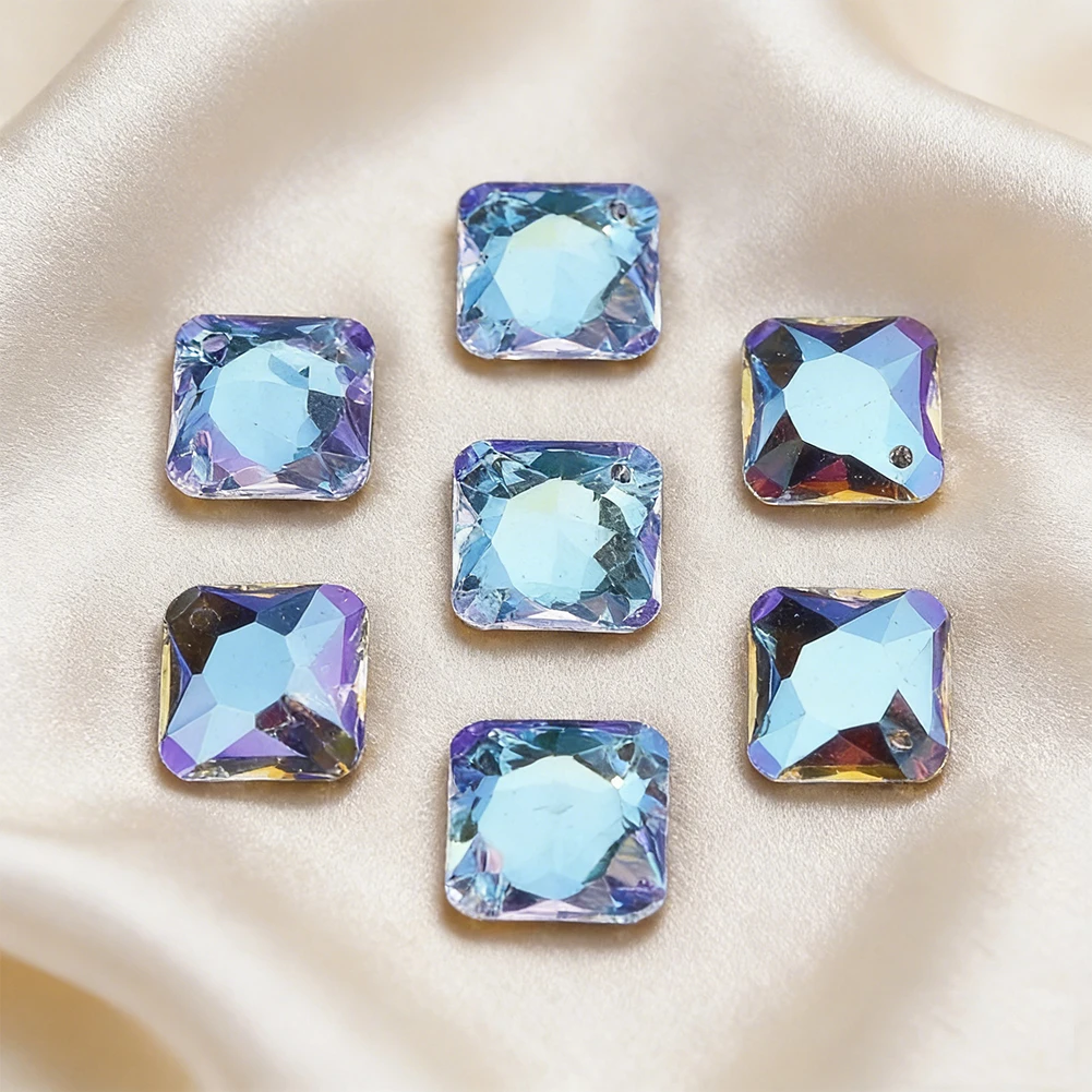 2pcs 16mm Iridescent Square Glass Crystal Beads Multi Faceted Sun Catcher Handmade DIY Holiday Lighting Decorative Accessories