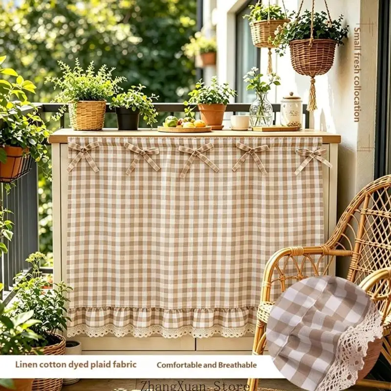 Gingham Ruffled Cafes Curtain Panel for Kitchen Oven Dishwasher Machine Coverage 3XUF