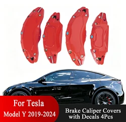 Чехлы тормозных суппортов для Tesla Model Y 2020-2024 Аксессуары Ступица колеса спереди и сзади Комплект из 4 шт. (не подходят для модели Y RWD 2024 года)