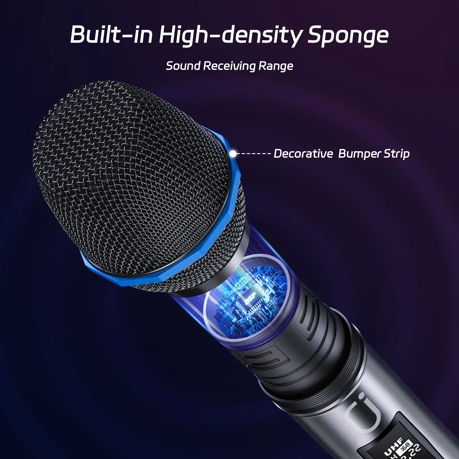 무선 마이크 듀얼 핸드셋 충전 수신기, KTV, 교회, 무대 공연을 위한 범위 HD 사운드 스마트 소음 제거 [S