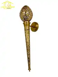 Moroccan Hollowed Out Carved Exotic Torch Wall Lamp LED Gold Lustre Restaurant Hotel Homestay Villa Entrance Corridor Hallway