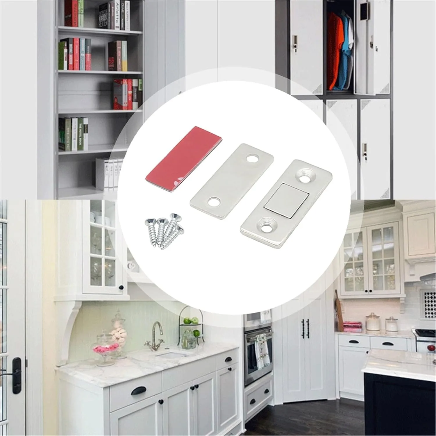 

16 Pack Ultra Thin Stainless Steel Cabinet Door Catch Magnetic Adhesive Drawer Latch for Kitchen Closet Wardrobe Cupboard