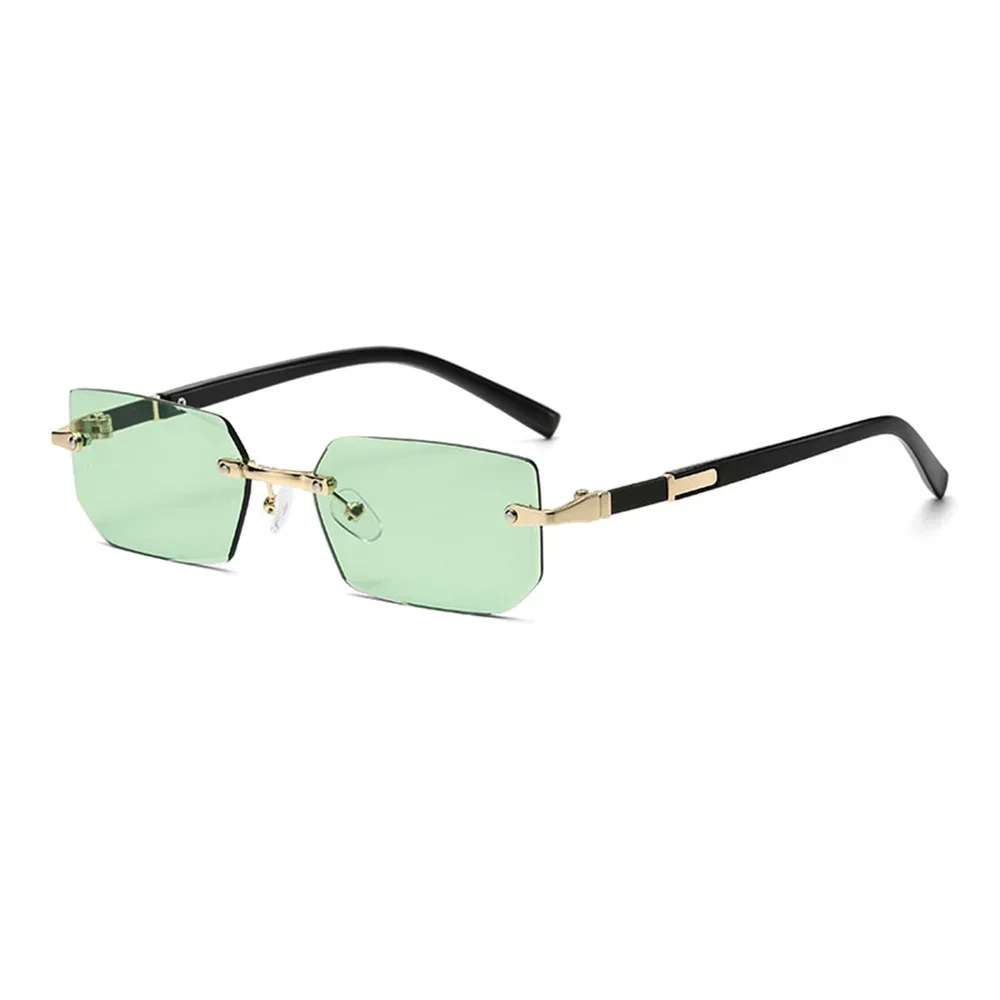 Randlose Schnittkante Rechteck Sonnenbrille Unisex rahmenlose Brillen Designer Mode Vintage quadratischen Schatten y2k Sonnenbrille Brille