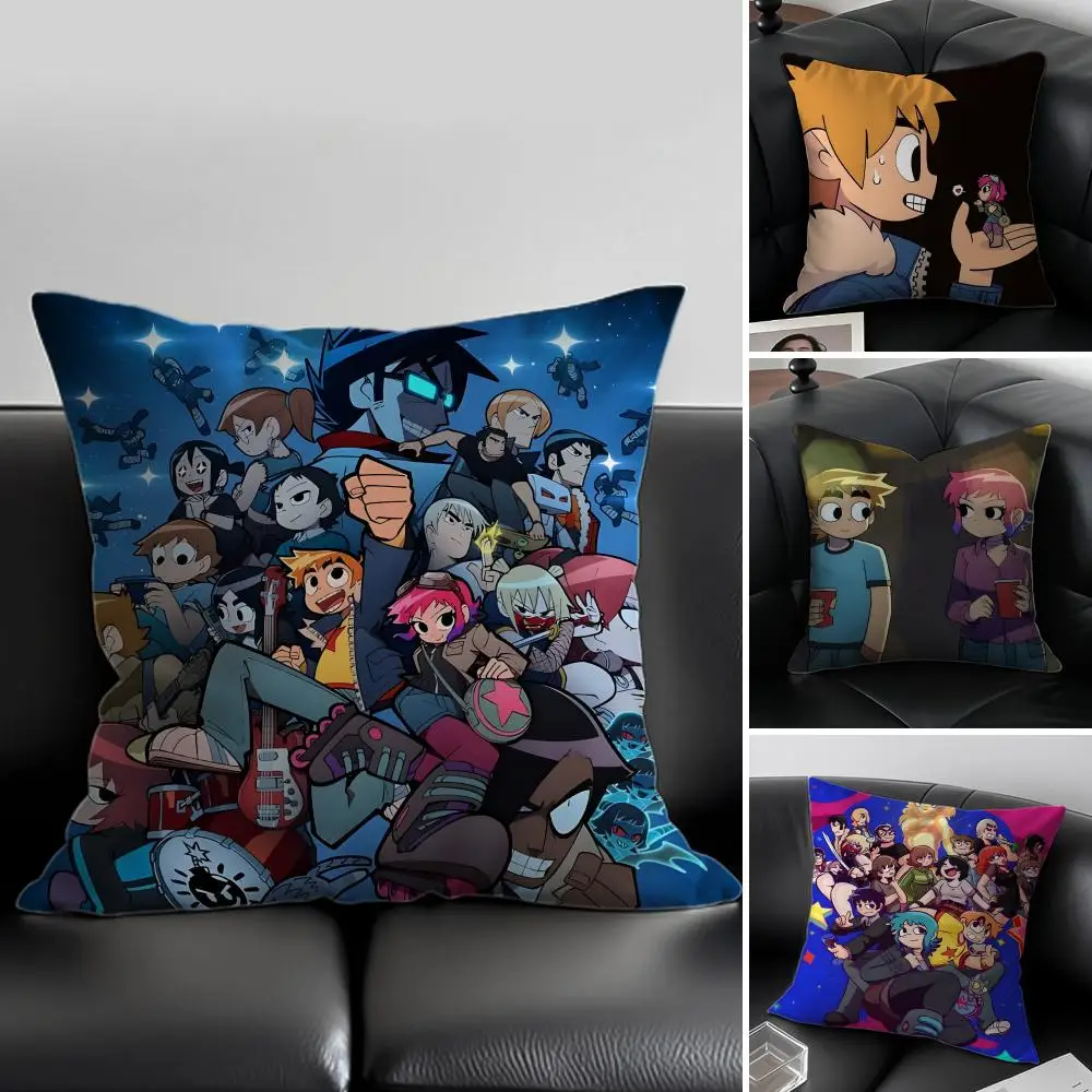 S-Scott Pilgrim vs. the World Cushion Cover Pillow Case Anti-dustmite Invisible zipper silky plush cushion