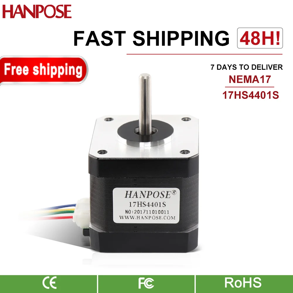 HANPOSE  3D printer 4-lead  Motor 42 motor  42BYGH 1.7A  17HS4401S  motor for CNC XYZ   Nema 17 motor