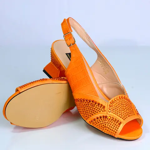 2024 Fashion Italian Design Ankle Strap Luxury African Bright Rrhinestone Summer Party Banquet Women's Chunky High Heels Sandals