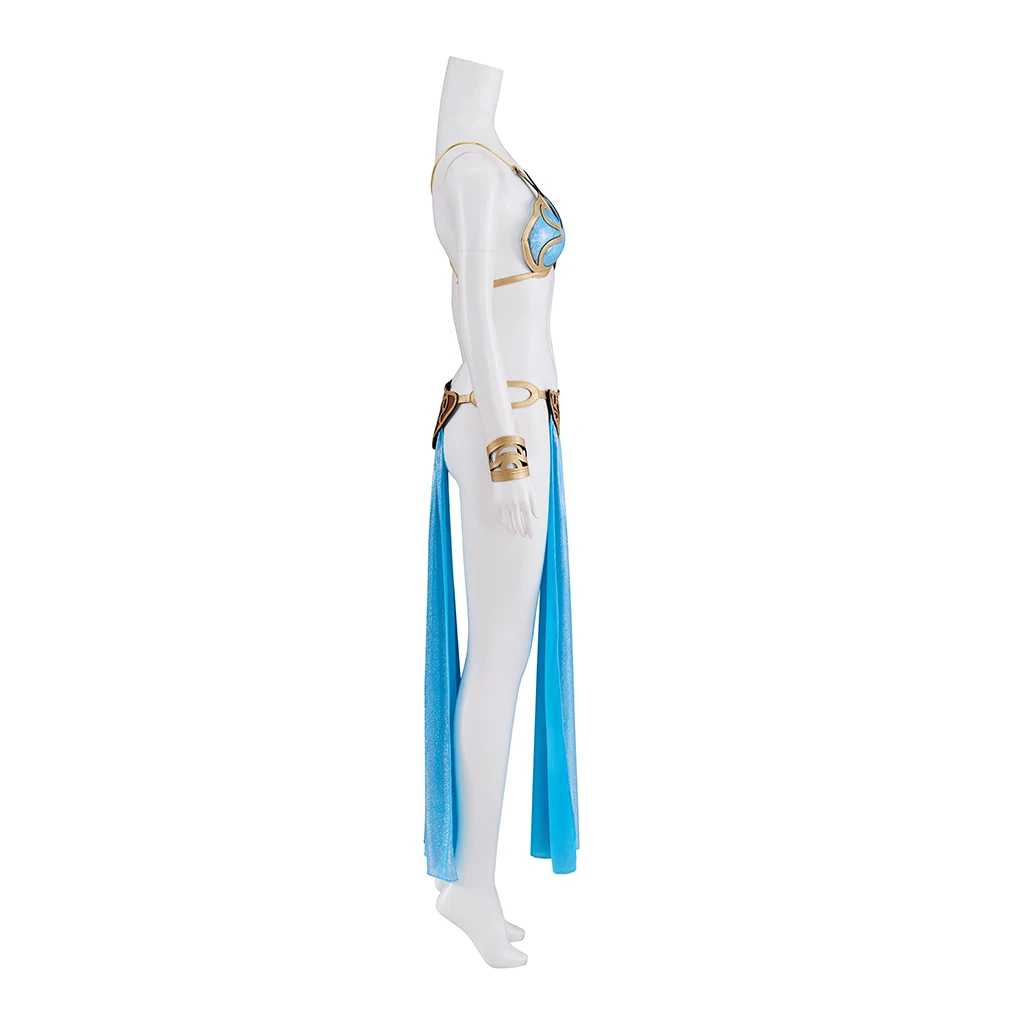 Princess Cosplay Jasmine Costume Sexy Bikini Suit Bra Skirt and Accessories Full Set Dance Fancy Masquerade Halloween Party Suit view 3