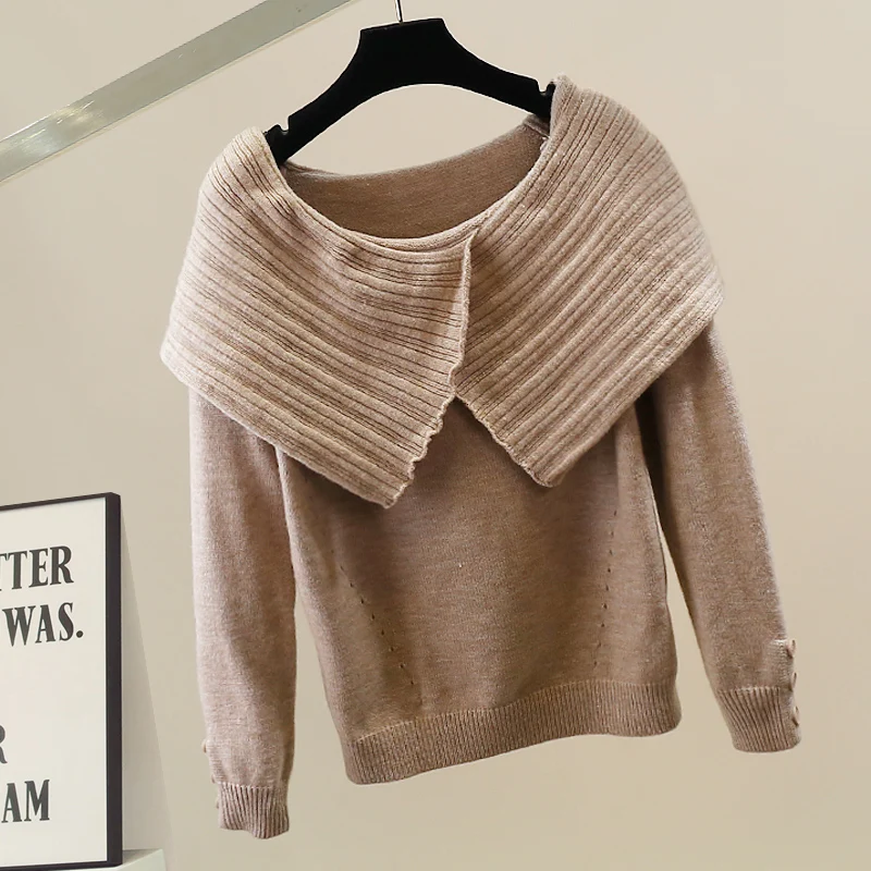 

Модный плотный вязаный свитер оверсайз в корейском стиле, свободный крой, с круглым вырезом, для женщин