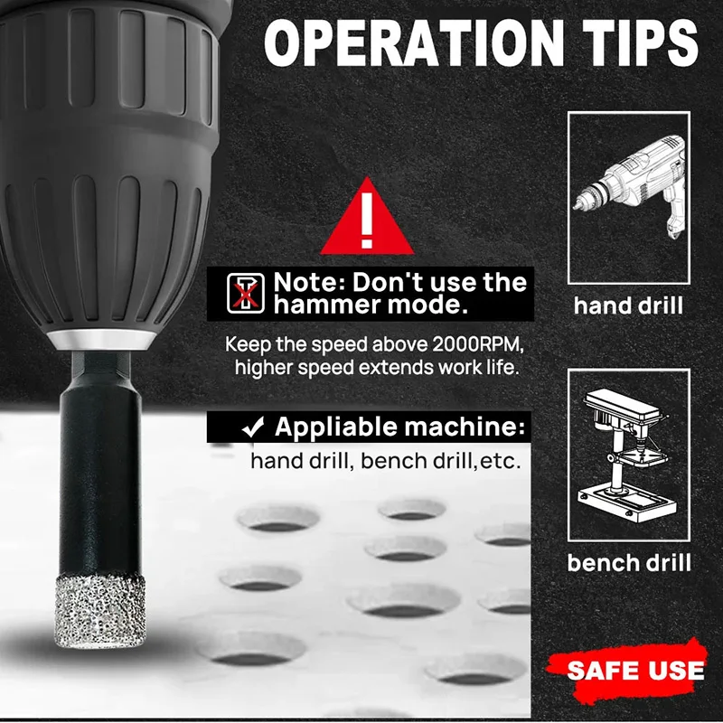 

6 шт. шестиугольные алмазные сверла, набор корончатых пил с вакуумной пайкой для плитки, стекла, керамики, угловая шлифовальная машина, инструменты для сухой/влажной резки