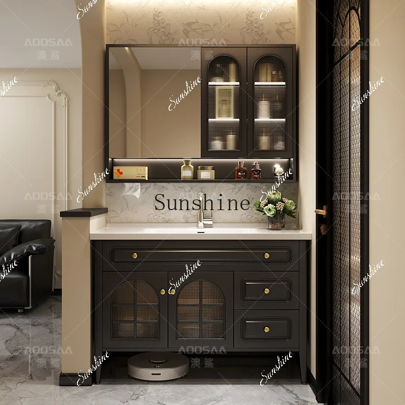 مجموعة خزانة حوض غسيل الحمام الفرنسية الرجعية مع أرجل أرضية من النوع FT #4