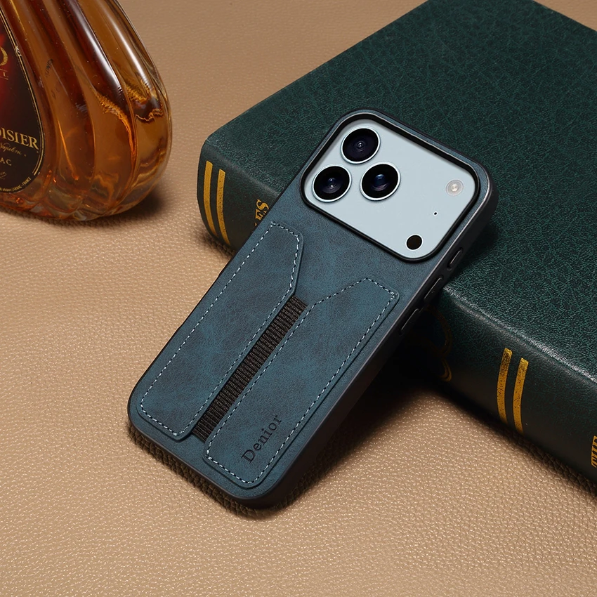 신축성 있는 카드 포켓 폰 케이스 아이폰 17 16 15 14 13 프로 12 11 맥스 플러스 16프로맥스 가죽 폰 케이스 럭셔리 15프로맥스 커버