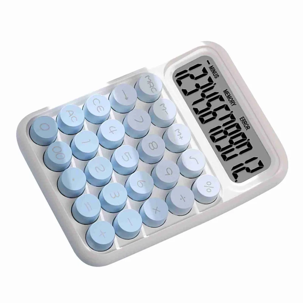 Plastic Shell Mechanical Keyboard Calculator Large Display Screen 12 Digit Display Portable Desktop Calculator Compact Size
