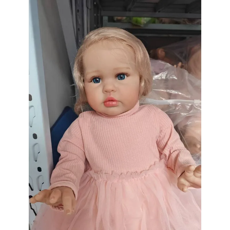 60 cm 24 Zoll Ellie Stoffkörper lebensechte wiedergeborene Kleinkind hand verwurzeltes Haar kuschelige Babypuppe Baby
