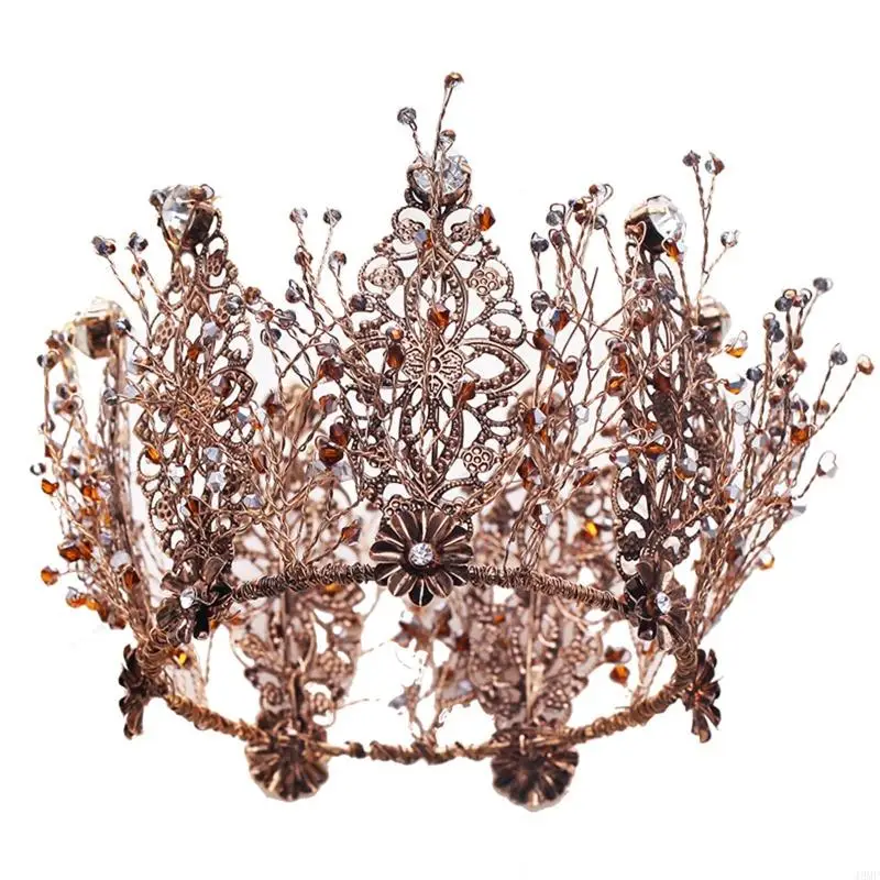 

49MF Elegant Crowns Crystal Golden Bridal Shinning for Rhinestone Wedding Hair Accessories for Women Wedding Supp