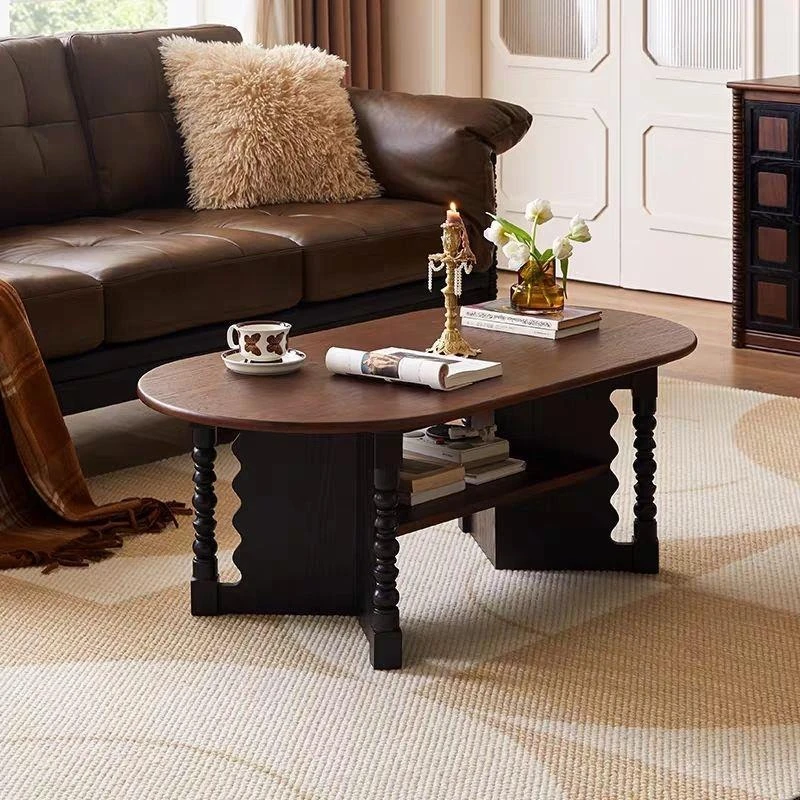 Retro style solid wood coffee table small apartment living room home balcony