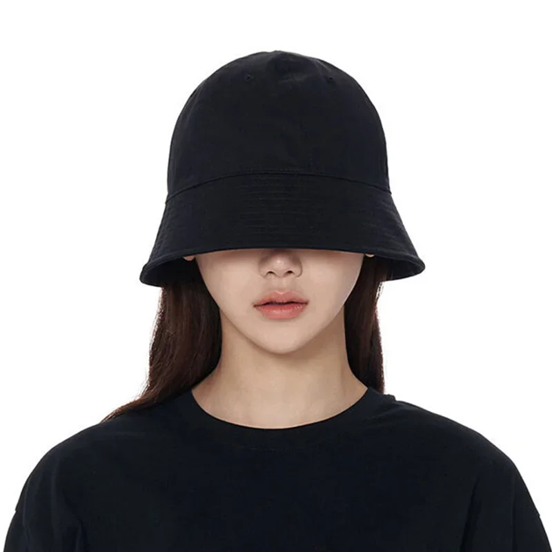 Fashion Girly Overfit Round Bucket Hat Summer Ladies Daily Cotton Fisherman Cap Classic UV Sun Visor Panama Hat Male Travel Bob