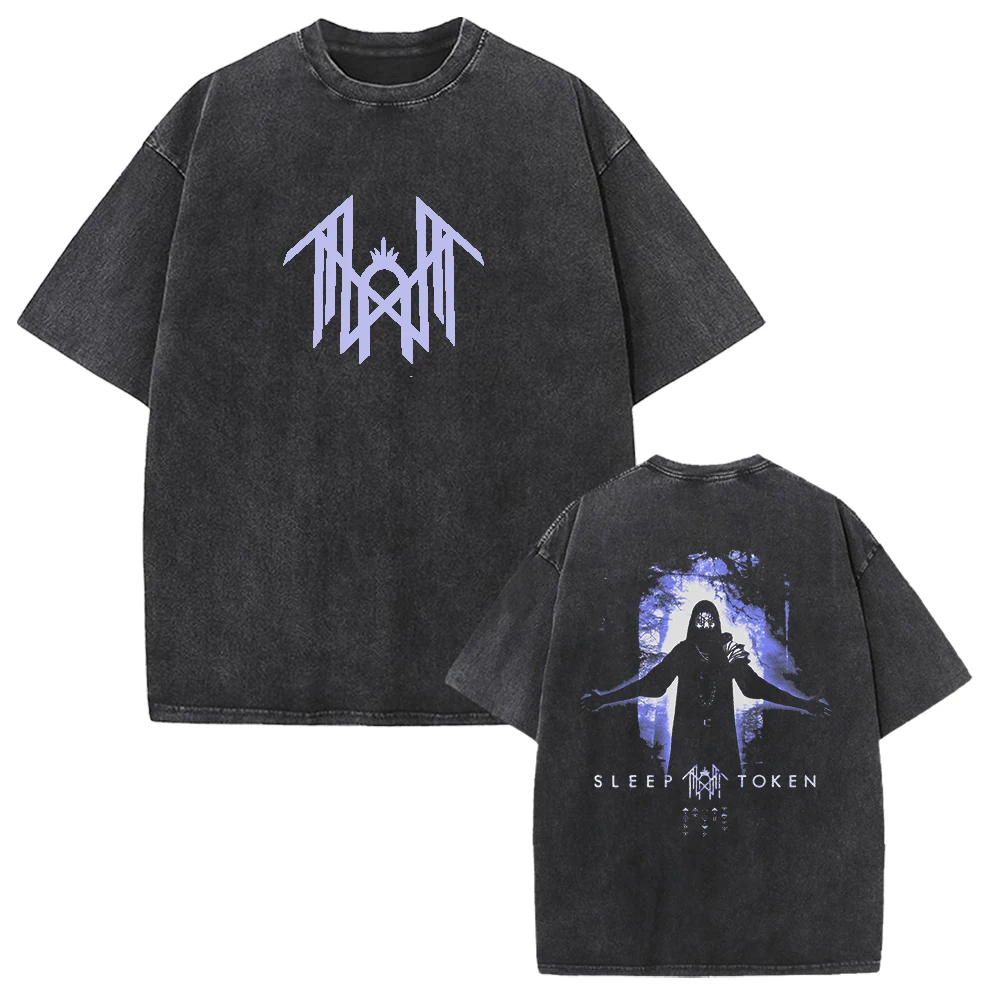 

Street Fashion Band Sleep Token Graphic T-shirt Men Women Clothing Vintage Washed Plus Size T Shirt Cotton Soft Short Sleeve Tee