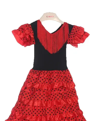 1 unids/lote vestido de baile tradicional español para niñas vestido clásico de Festival de la toro del Flamengo