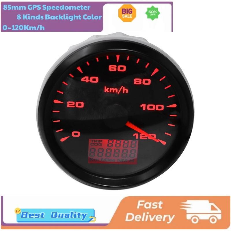

Автоматические GPS-спидометры 0-120 км/ч, настройка, 85 мм, измерители хода, водонепроницаемые индикаторы скорости, 8 видов цветов подсветки с антенной