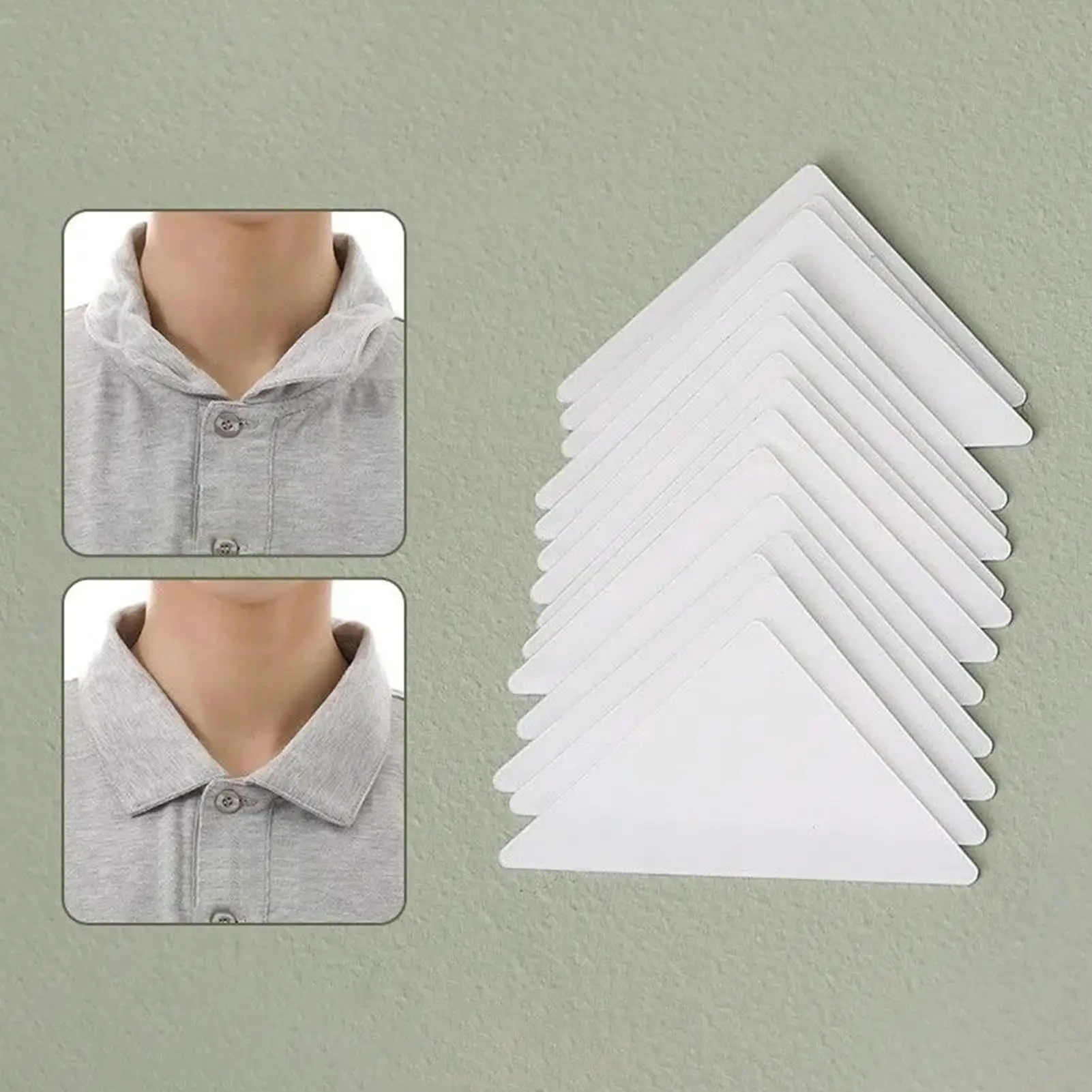 self-adhesive shirt collar straps triangular fixed invisible collar stickers 100Pcs/set collar corner fixing stickers for Casual