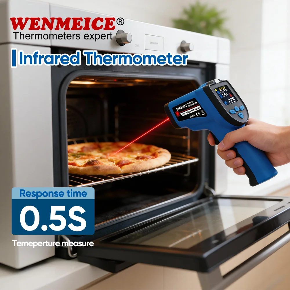 

WENMEICE Digital Infrared Thermometer Handheld Non-Contact Laser Temperature Gun for Cooking Pizza Oven BBQ Grill Thermometer