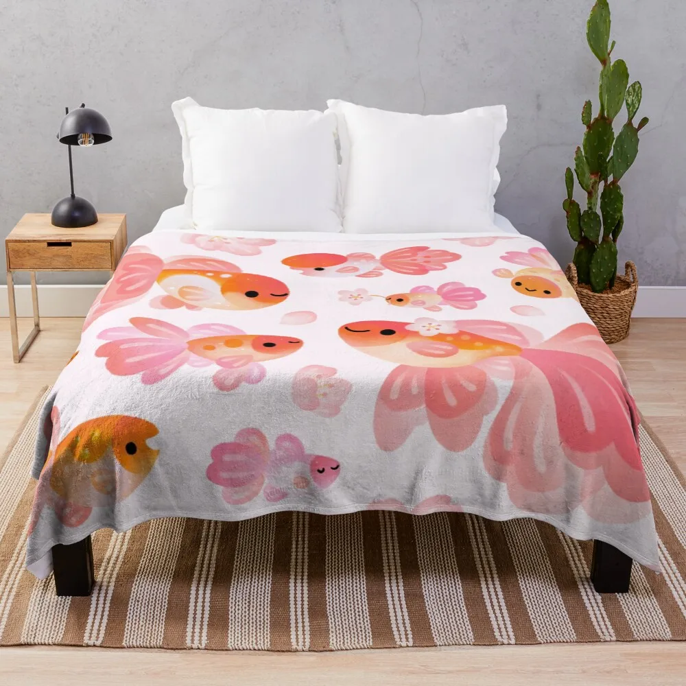 

Cherry Blossom Goldfish 2 Throw Blanket
