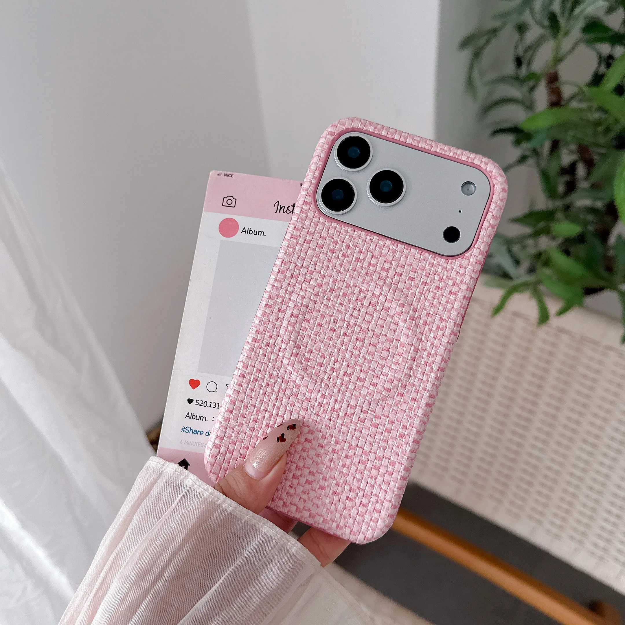 زخرفة نسيج منسوج مغناطيسي لهاتف آيفون 17 برو ماكس 16 15 14 13 برو ماكس بلس لحماية الغطاء الخلفي جراب هاتف