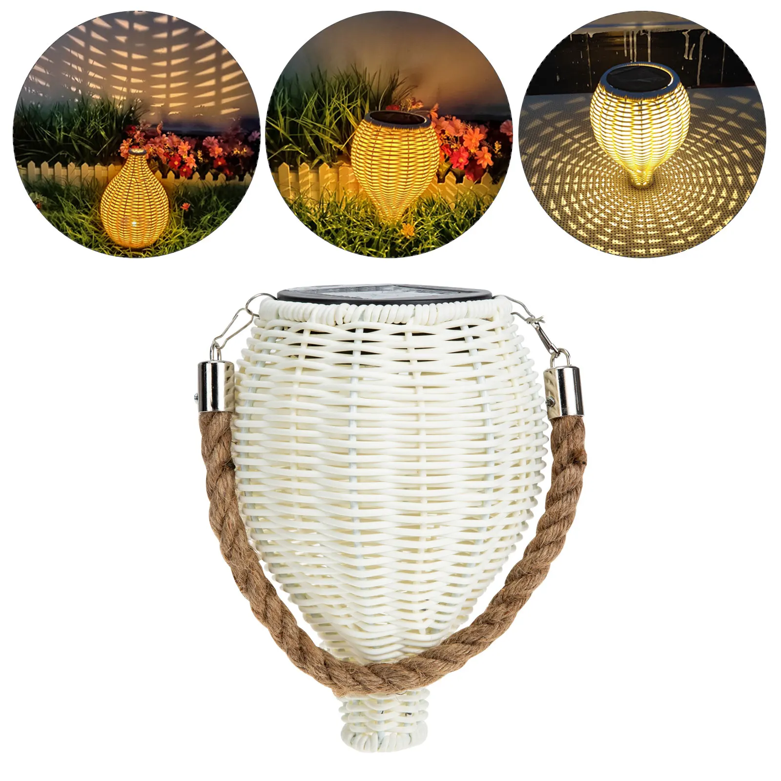 

Solar Light For Outdoor Garden Unique Braided Hanging Design Long Life Decorative Landscape Lamp Handmade Pendant